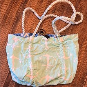 Mint Green Anchor Print Tote Bag